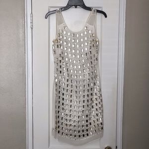 Aidan Mattox White Shift Mini with Sequins